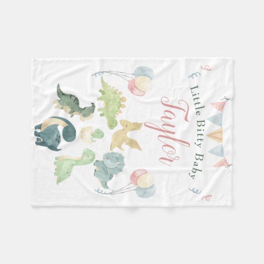 Cute Dinosaur Aquarelle Couverture bébé personnali (Devant (Horizontal))