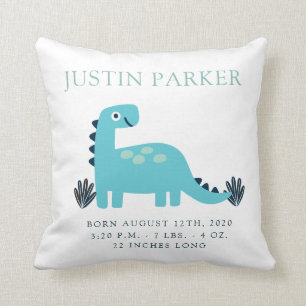 Cute Dinosaur Baby Birth Announcement Pillow Kussen