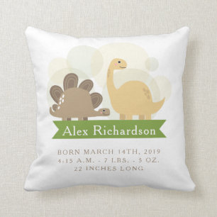 Cute Dinosaur Baby Birth Announcement Pillow Kussen