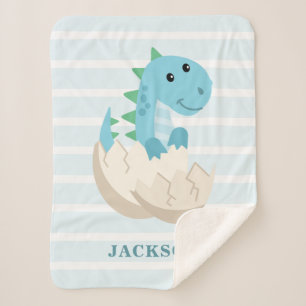 Cute Dinosaur Baby Boy Personalized Sherpa Deken