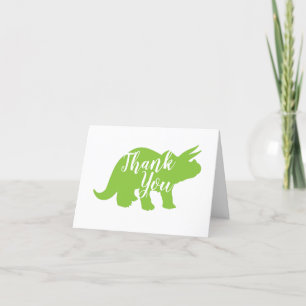 Cute Dinosaur Baby shower Dino Blue en Green Boy Bedankkaart