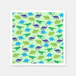 Cute Dinosaur Baby shower Dino Blue en Green Boy Servet