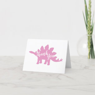 Cute Dinosaur Baby shower Dino Pink Girl Bedankkaart