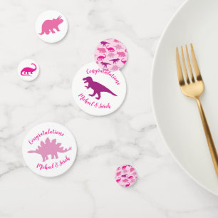 Cute Dinosaur Baby shower Dino Pink Girl Confetti