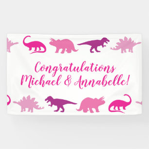 Cute Dinosaur Baby shower Dino Pink Girl Spandoek
