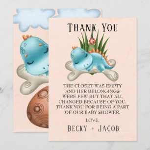 Cute Dinosaur Baby shower Hartelijk dank Bedankkaart