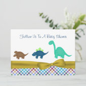 Cute Dinosaur Baby shower Invitation Kaart (Staand voorkant)