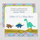 Cute Dinosaur Baby shower Invitation Kaart (Voorkant / Achterkant)