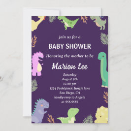 Cute Dinosaur Baby shower Party Invitation Kaart
