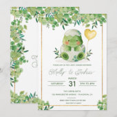 Cute Dinosaur Baby shower Vert Dino Invitation (Devant / Derrière)