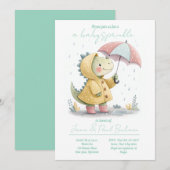 Cute Dinosaur Baby Sprinkle Invitation (Devant / Derrière)