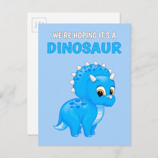 Cute Dinosaur bébé garçon Grossesse Faire-part (Devant / Derrière)