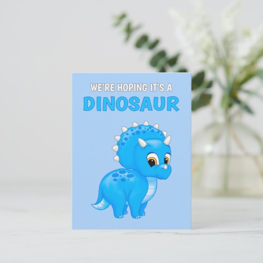 Cute Dinosaur bébé garçon Grossesse Faire-part (Debout devant)