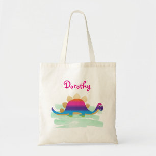 Cute Dinosaur Below Person's Name Tote Bag