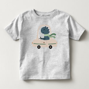 Cute Dinosaur Bestuurt Auto Peuter T-Shirt