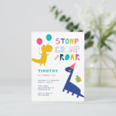 Cute Dinosaur Birthday Colorful Party Boys Briefkaart (Staand voorkant)