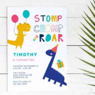 Cute Dinosaur Birthday Colorful Party Boys Kaart