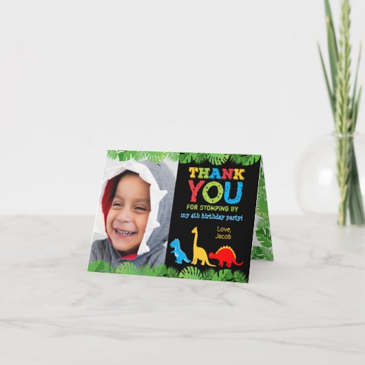 Cute Dinosaur Birthday Hartelijk dank Bedankkaart (Voorkant)