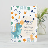 Cute Dinosaur Birthday Invitation  (Debout devant)