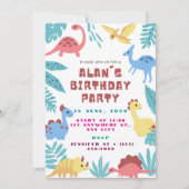 Cute Dinosaur Birthday Invitation (Devant)