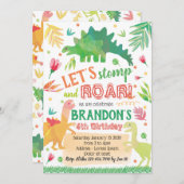 Cute Dinosaur Birthday Invitation Kaart (Voorkant / Achterkant)