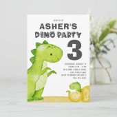 Cute Dinosaur Birthday Party Invitation Kaart (Staand voorkant)
