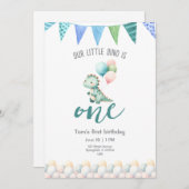 Cute Dinosaur Birthday Party Invitation Kaart (Voorkant / Achterkant)