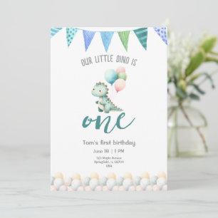 Cute Dinosaur Birthday Party Invitation Kaart