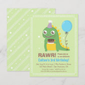 Cute Dinosaur Birthday Party Kaart (Voorkant / Achterkant)