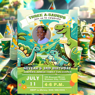 Cute Dinosaur Birthday Party Kaart