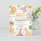 Cute Dinosaur Birthday Party Kaart (Staand voorkant)