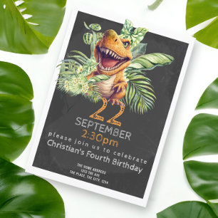 Cute Dinosaur Birthday Party Personalized Kaart