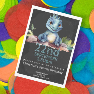 Cute Dinosaur Birthday Party Personalized Kaart