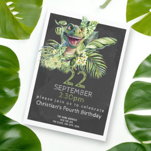 Cute Dinosaur Birthday Party Personalized Kaart