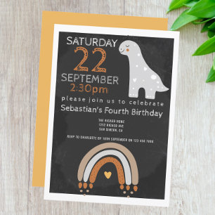 Cute Dinosaur Birthday Party Personalized Kaart