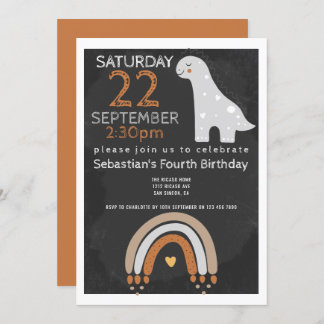 Cute Dinosaur Birthday Party Personalized Kaart