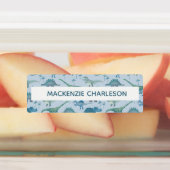 Cute Dinosaur Blue Custom Name Labels (Aangebracht)
