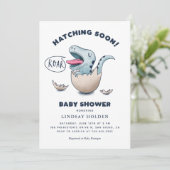 Cute Dinosaur Boy Baby shower Hatching Snel Kaart (Staand voorkant)