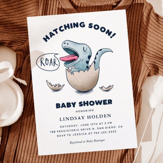 Cute Dinosaur Boy Baby shower Hatching Snel Kaart