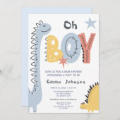 Cute Dinosaur Boy Baby shower Kaart (Voorkant / Achterkant)