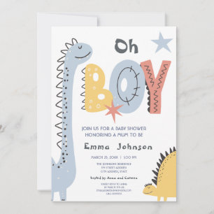 Cute Dinosaur Boy Baby shower Kaart