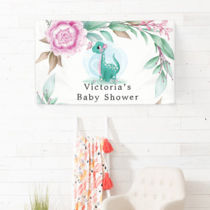 Cute Dinosaur Butterfly Pink Peony Baby shower Spandoek