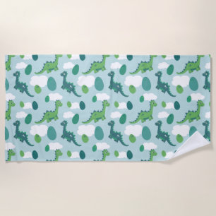 Cute dinosaur cartoon blue green dino animals strandlaken
