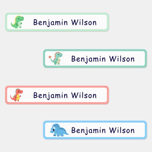 Cute Dinosaur Custom Kids Name  Labels (Groep)