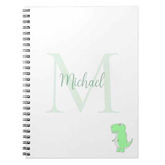Cute Dinosaur Custom Name Initial  Notitieboek (Voorkant)