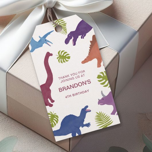 Cute Dinosaur Dino Kinderverjaardagsfeest Favor Cadeaulabel