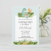 Cute Dinosaur Dino Mammie Foliage Baby Boy Shower Kaart (Staand voorkant)