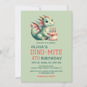 Cute Dinosaur Dino - Mite Anniversaire Invitation (Devant)