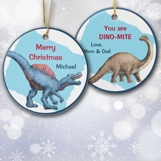 Cute Dinosaur Dino-Mite Kind kerst Keramisch Ornament