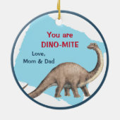 Cute Dinosaur Dino-Mite Kind kerst Keramisch Ornament (Achterkant)
